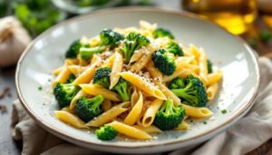 Postny obiad w 20 minut: makaron z brokułami i czosnkiem, który robi się praktycznie sam