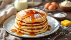 Dorzucam do ciasta zamiast mleka. Po chwili mam stos delikatnych, wysokobiałkowych naleśników