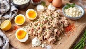 Pieczarkowy farsz do jajek to nuda. Sięgam po dwa inne dodatki i mieszam z żółtkami