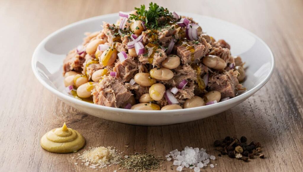 Błyskawiczny przepis na sałatkę z fasoli z tuńczykiem i lekkim dressingiem