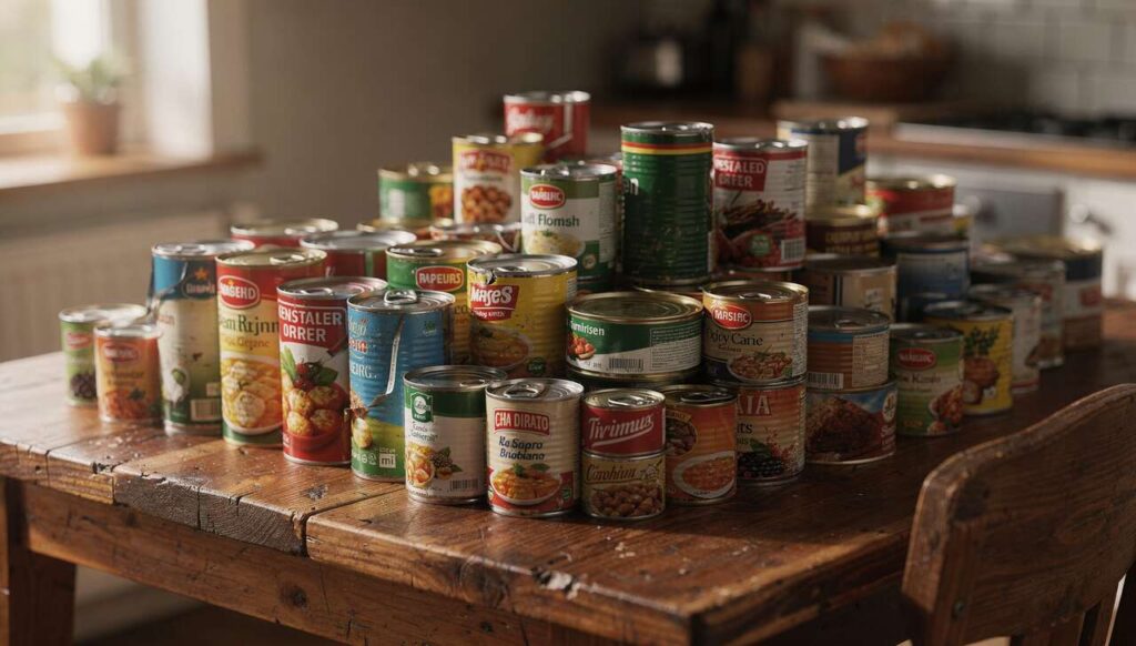 Te puszki są tylko w Dino, więc kupuję hurtem. Wracam objuczona jak wielbłąd, bo są idealne do obiad