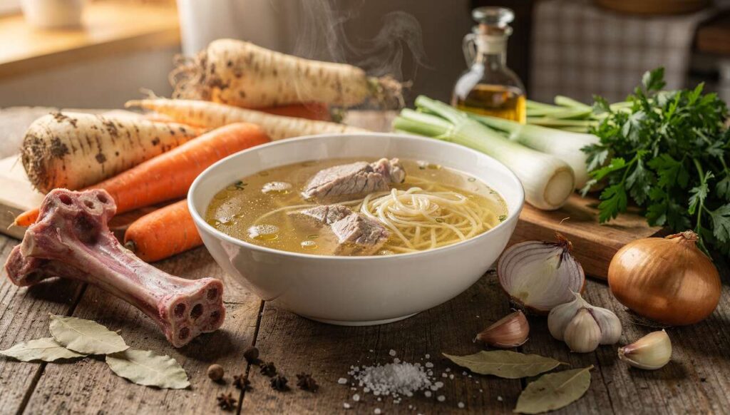 Rosół kolagenowy z tych kości tężeje jak galareta. Smakuje jak u babci